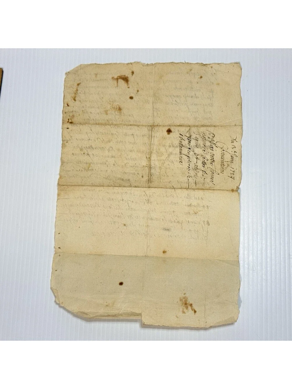 Original 1724 French Notarial Land Agreement Signed Pre-1800 Manuscript Ephemera
